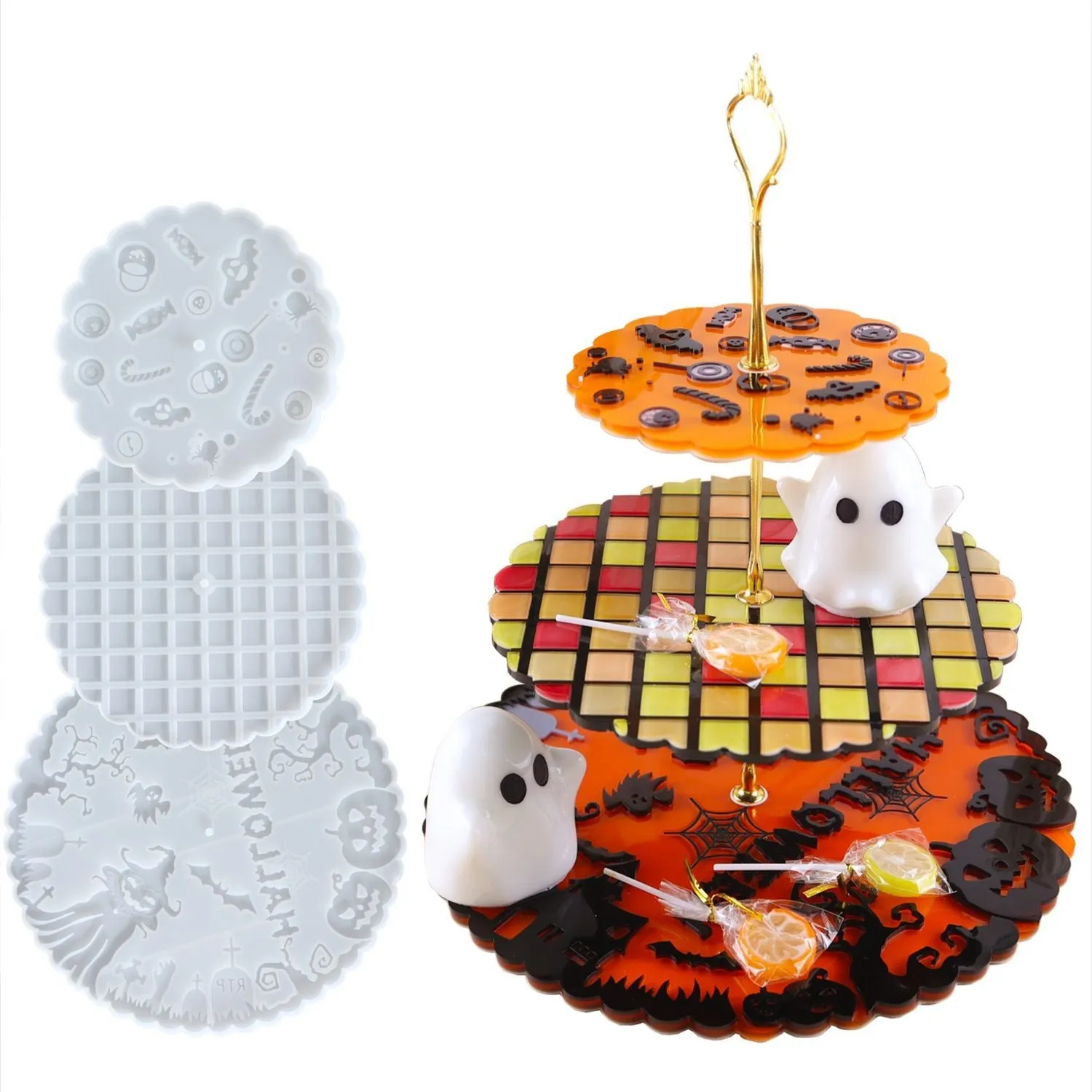 Halloween Tiered Cake Stand Tray Silicone Resin Mold