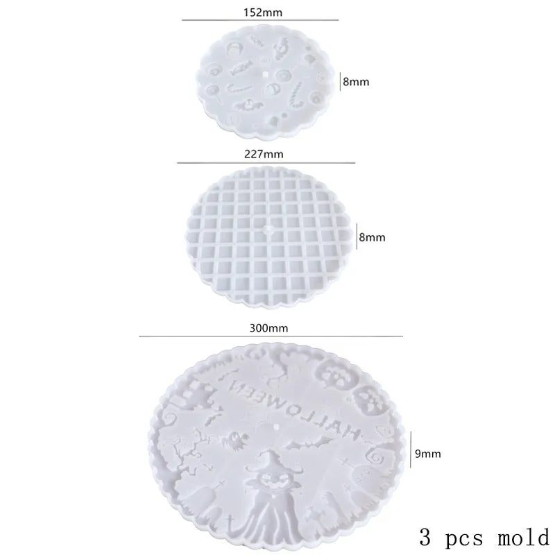 Halloween Tiered Cake Stand Tray Silicone Resin Mold
