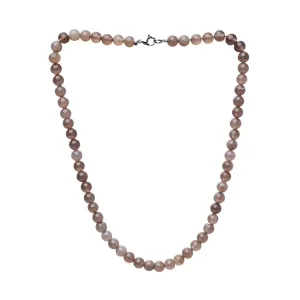 Handmade Men's Grey Agate Gemstone Beaded Necklace