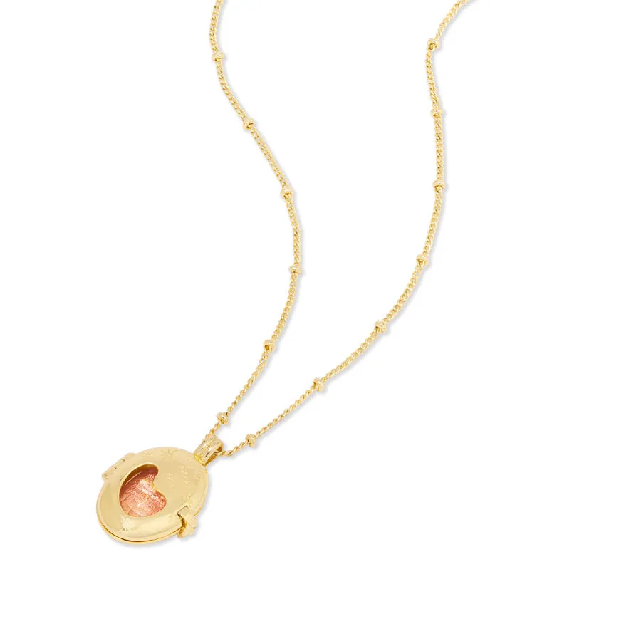 Healing Citrine Quartz Gold Locket Necklace
