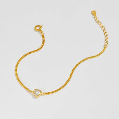 Heart Inlaid Zircon Spring Ring Closure Bracelet