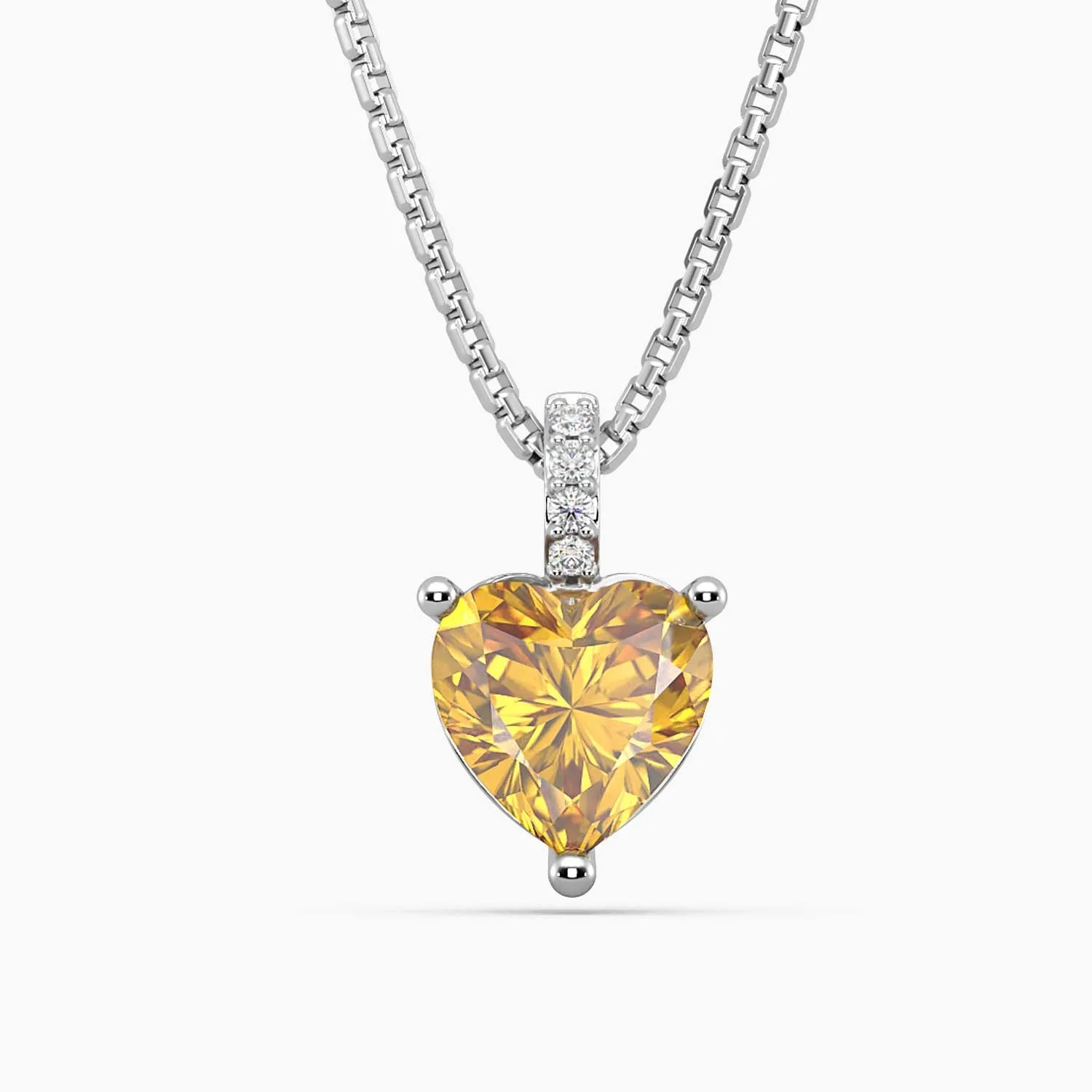 Heart Shape Citrine Stone Necklace in Silver | Irosk Australia ®