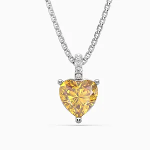 Heart Shape Citrine Stone Necklace in Silver | Irosk Australia ®
