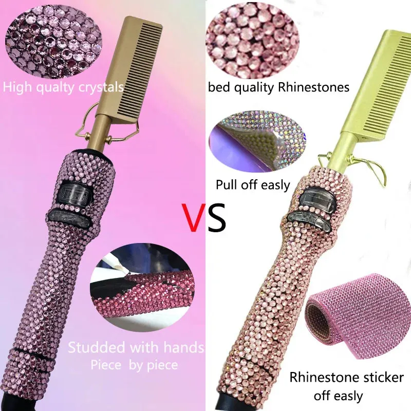 Hot Comb Straight Curling Electric Comb for All Textured, Kinky, Curly, & Wavy Hair Types Styling Tools