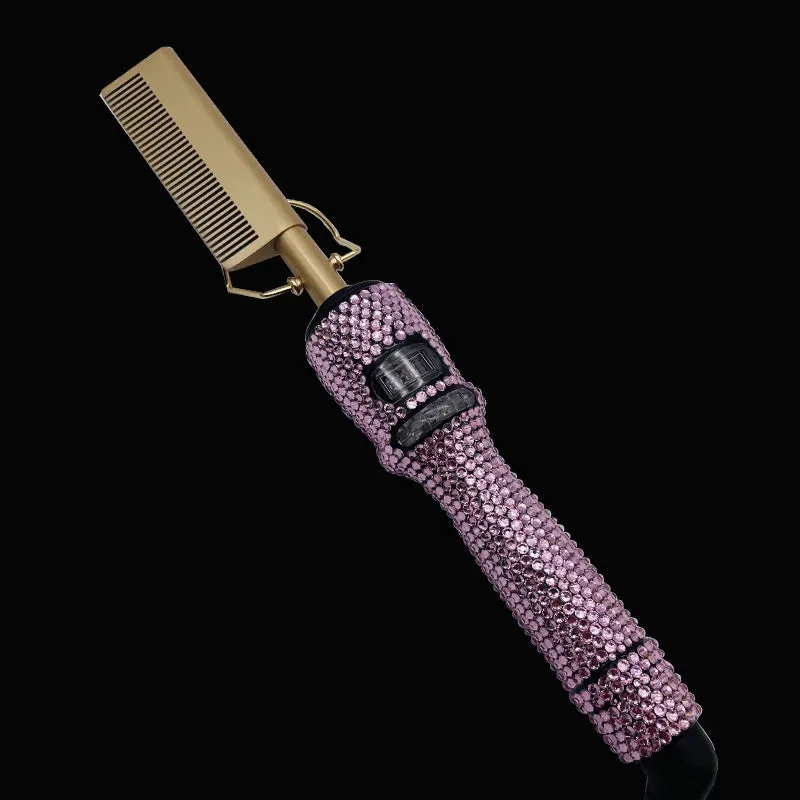 Hot Comb Straight Curling Electric Comb for All Textured, Kinky, Curly, & Wavy Hair Types Styling Tools