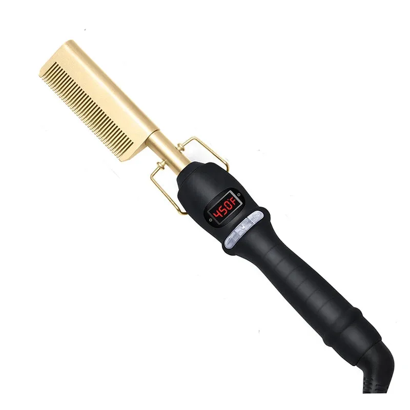 Hot Comb Straight Curling Electric Comb for All Textured, Kinky, Curly, & Wavy Hair Types Styling Tools