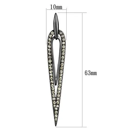 IP Light Black (IP Gun) Stainless Steel Earrings with Top Grade Crystal in Smoky Topaz for Women Smoky Topaz Stone Color Style TK2634