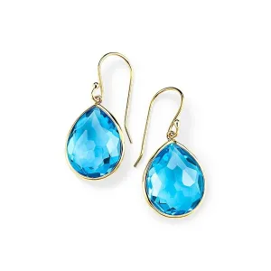 Ippolita 18K Yellow Gold Rock Candy Medium Teardrop Earrings in Swiss Blue Topaz