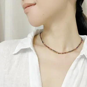 Jade Vine Natural stone beads choker necklace (twilight fuchsia)