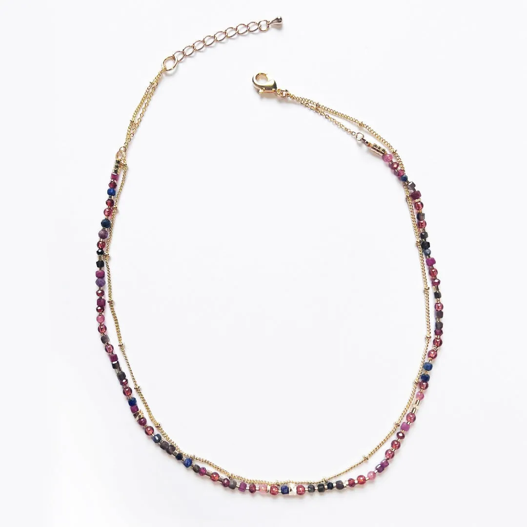 Jade Vine Natural stone beads choker necklace (twilight fuchsia)