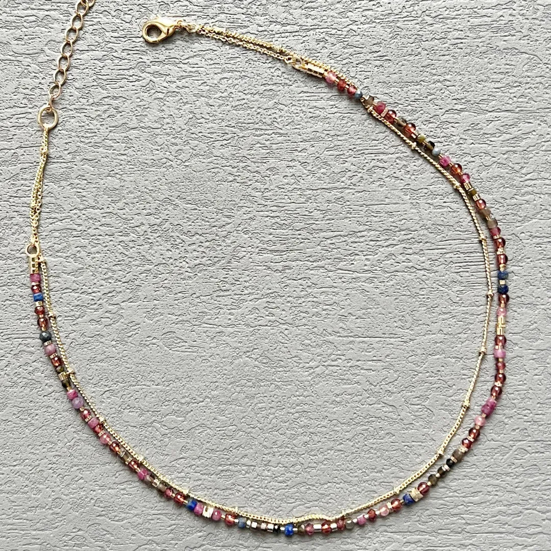 Jade Vine Natural stone beads choker necklace (twilight fuchsia)