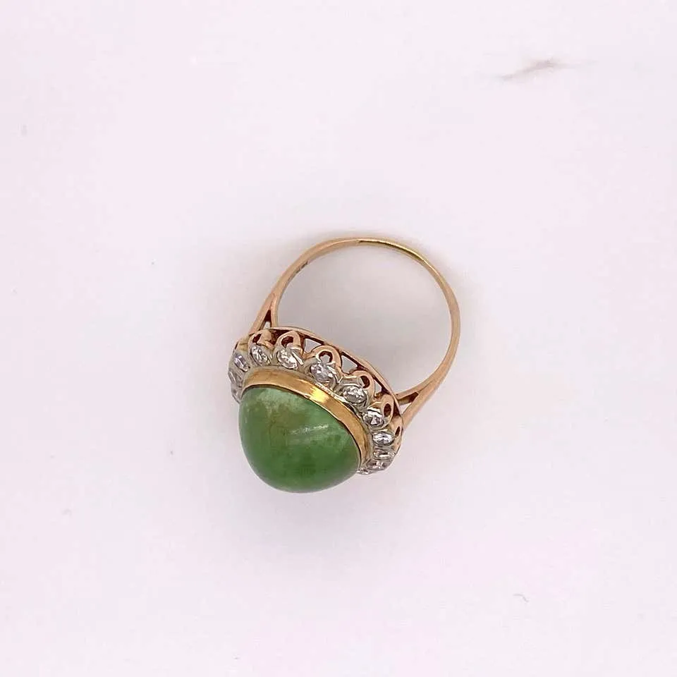 Jadeite Jade Diamond Halo Ring
