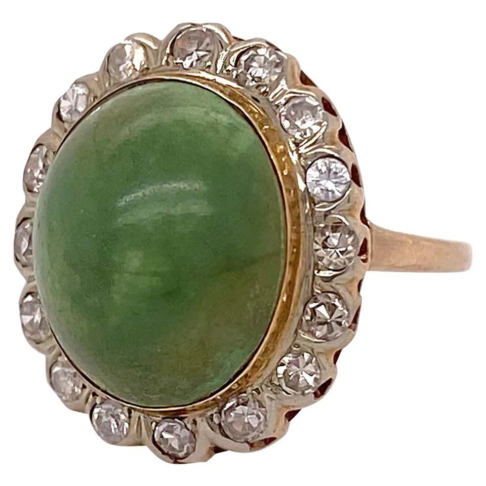 Jadeite Jade Diamond Halo Ring