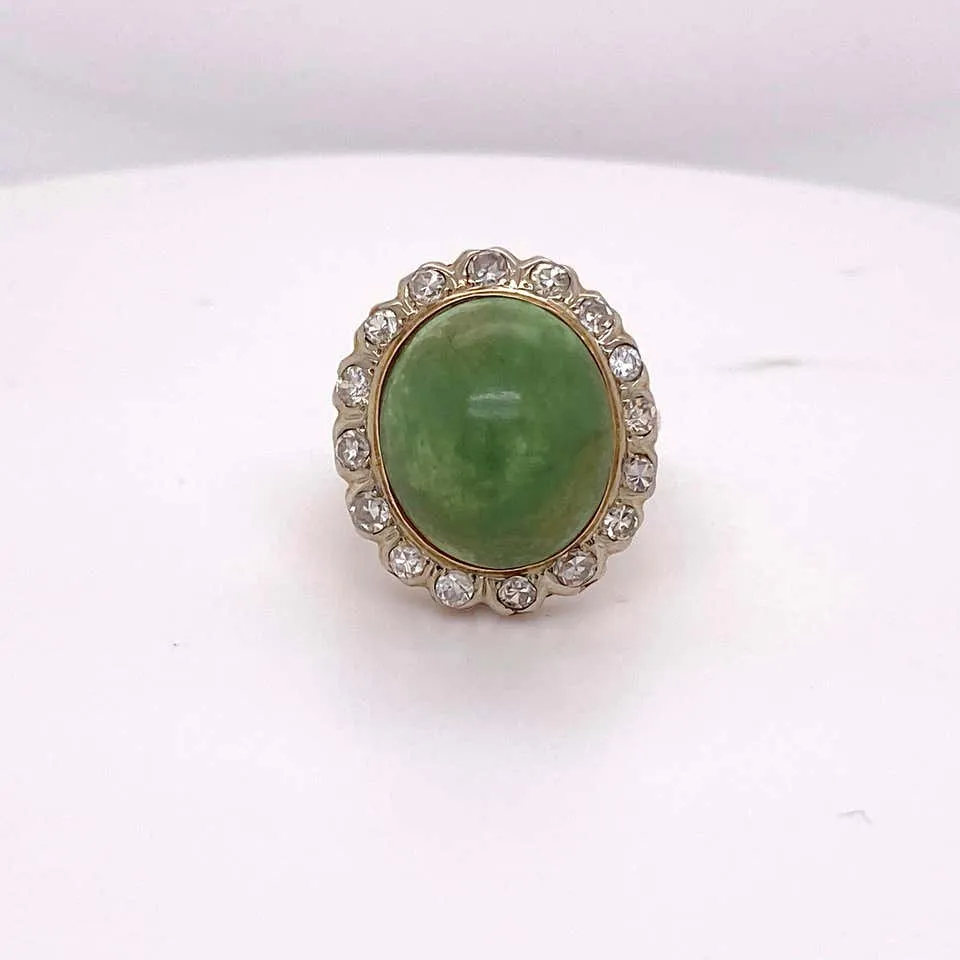Jadeite Jade Diamond Halo Ring