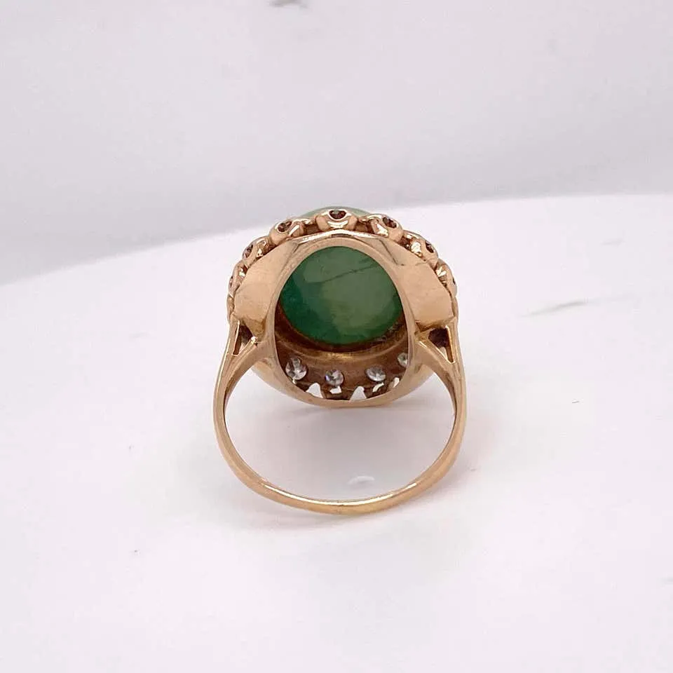 Jadeite Jade Diamond Halo Ring