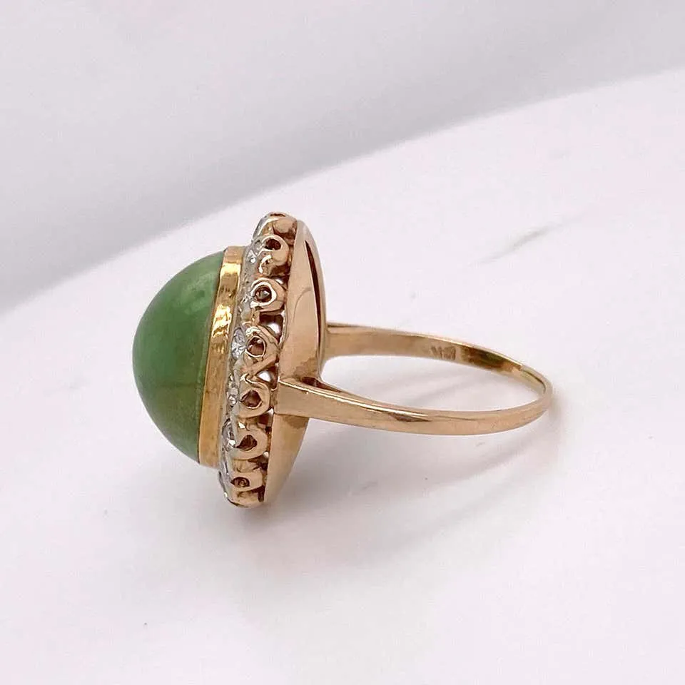 Jadeite Jade Diamond Halo Ring