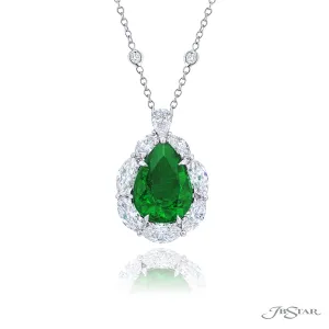JB Star Platinum Emerald and Diamond Pendant