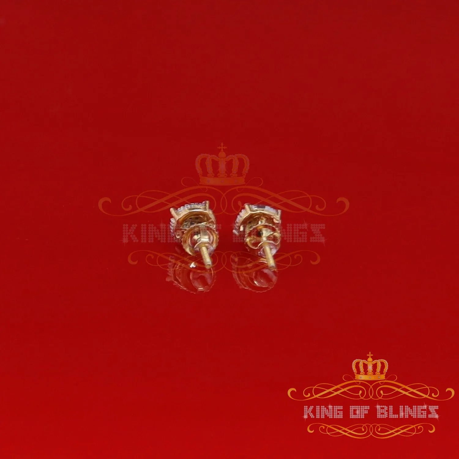 King of Blings-0.05ct Real Diamond 925 Sterling Silver Yellow For Men's & Women's Round Earring