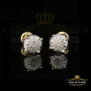 King of Blings-0.05ct Real Diamond 925 Sterling Silver Yellow For Men's & Women's Round Earring