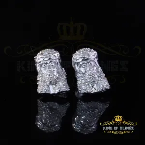 King Of Bling's 0.25ct Diamond 925 Sterling Silver White for Men's & Women Jesus Stud Earrings