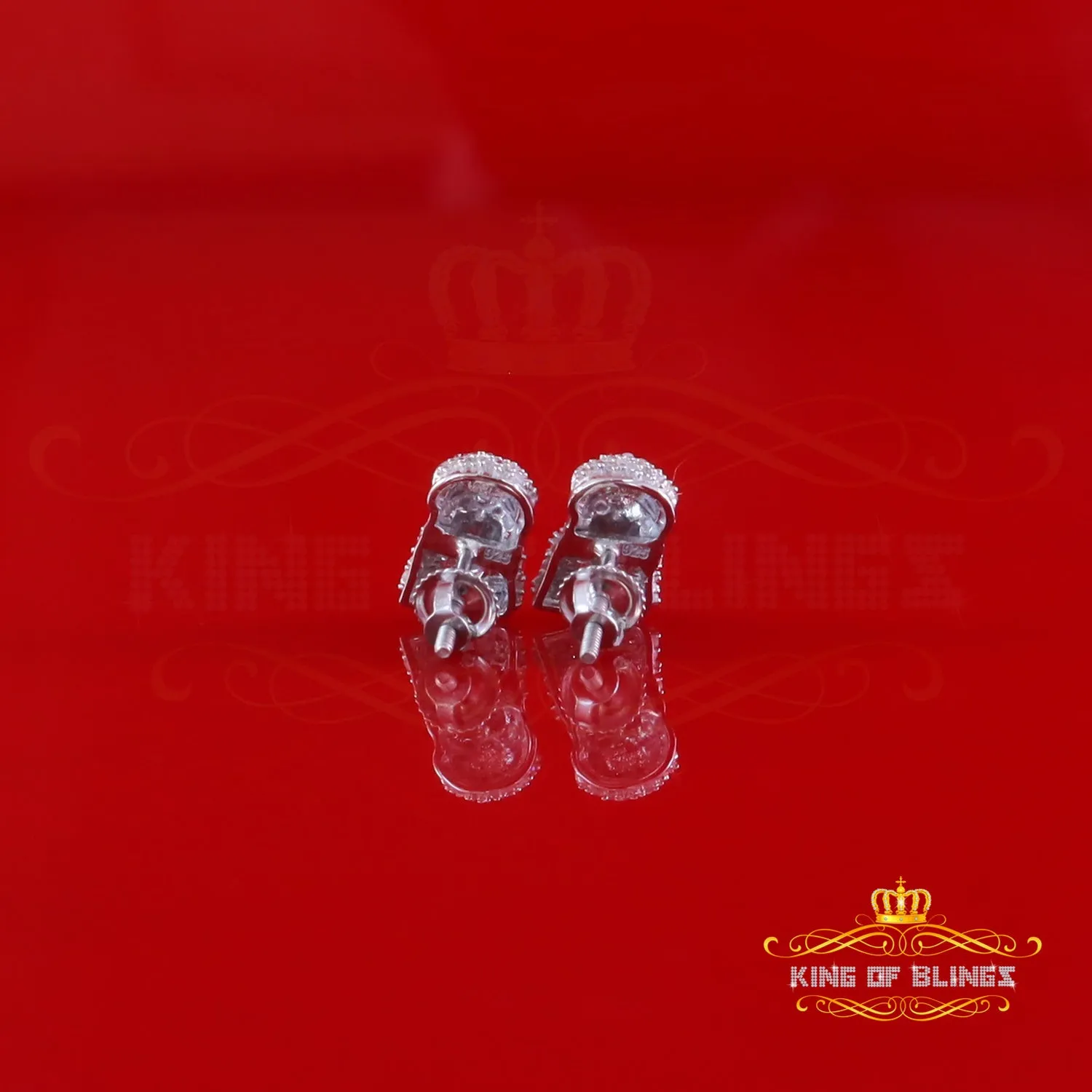 King Of Bling's 0.25ct Diamond 925 Sterling Silver White for Men's & Women Jesus Stud Earrings
