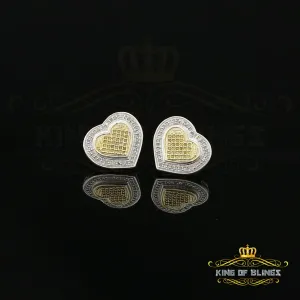 King Of Bling's 0.33ct Diamond Heart White 925 Sterling Silver Earrings For Men's / Women's