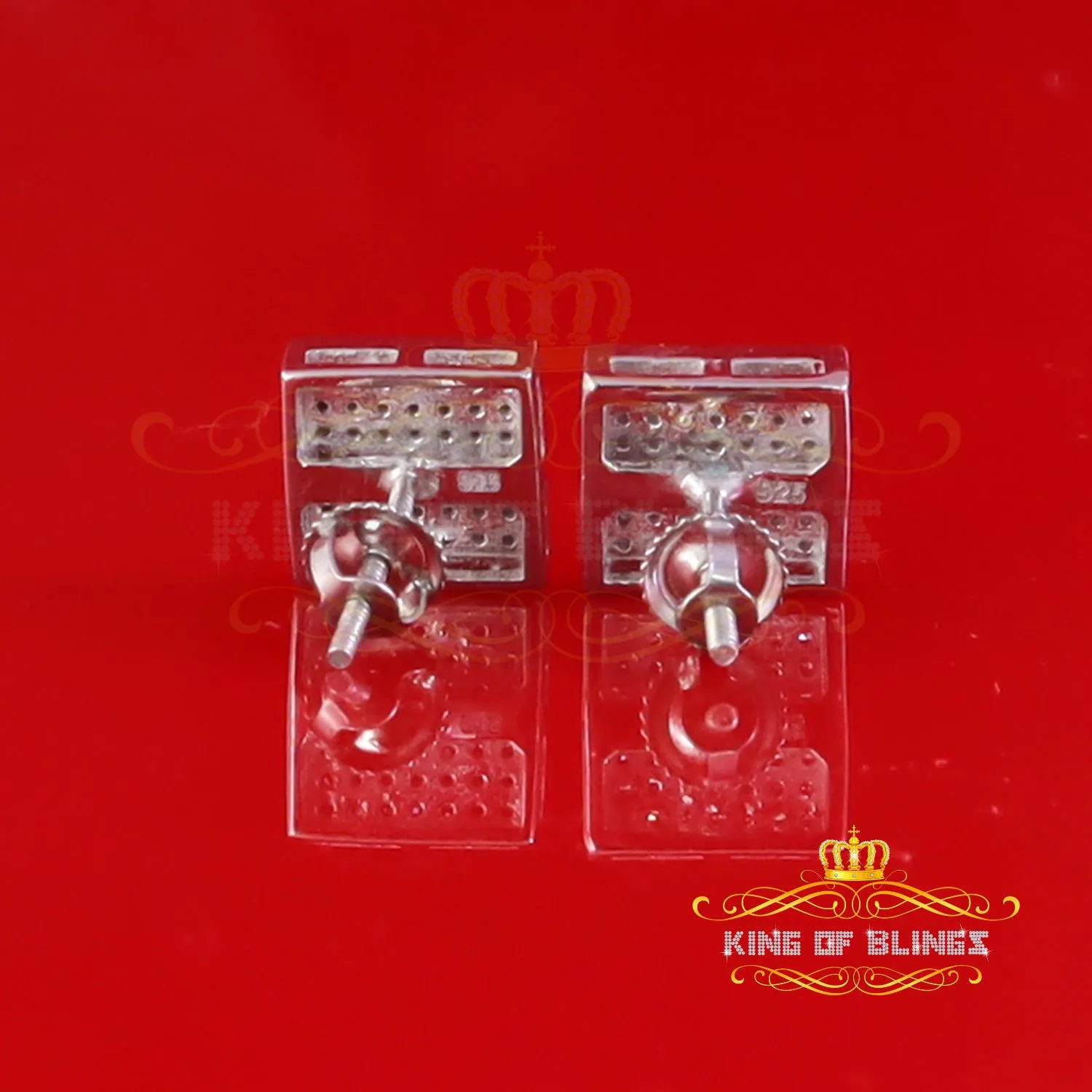 King Of Bling's 925 Sterling Silver Diamond White 0.25ct Princess Shape Stud Earring For Womens