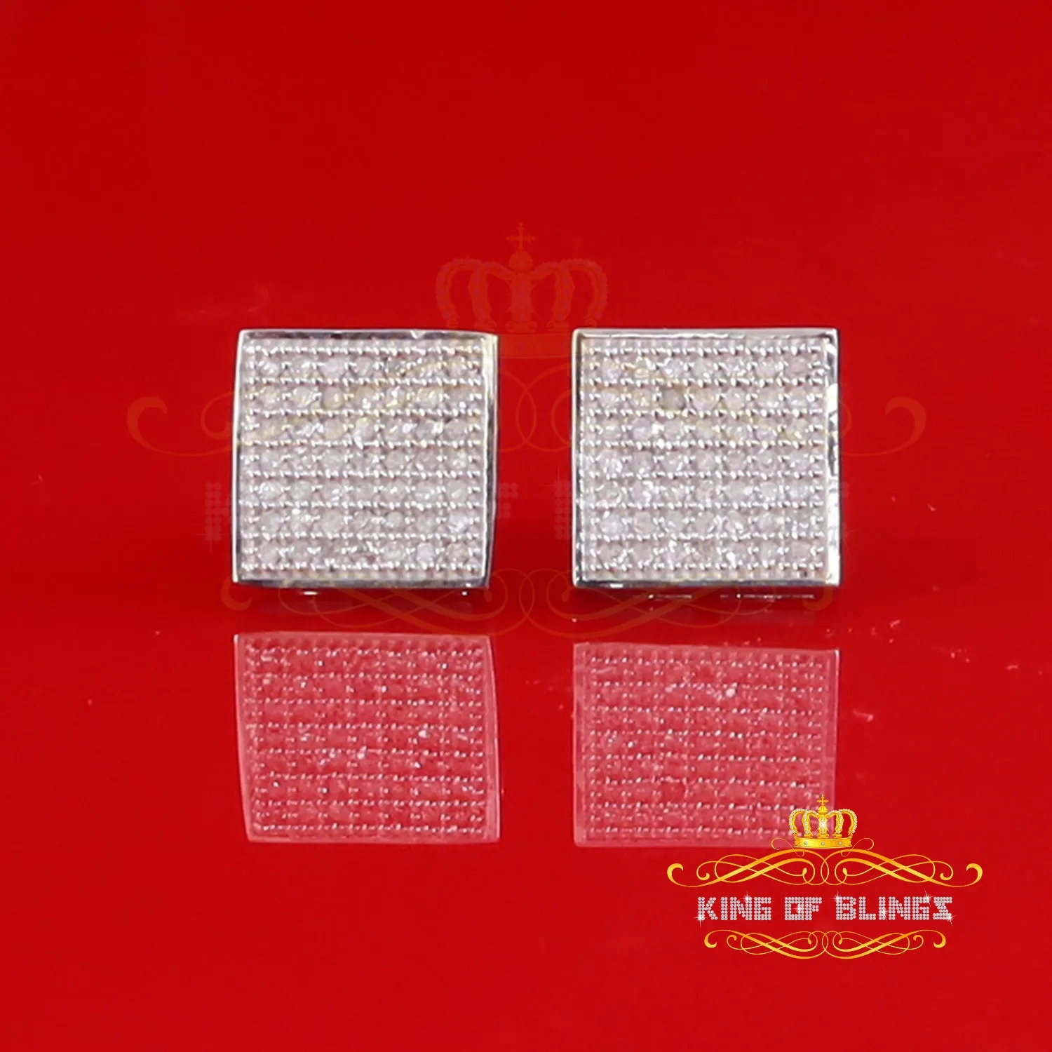 King Of Bling's 925 Sterling Silver Diamond White 0.25ct Princess Shape Stud Earring For Womens