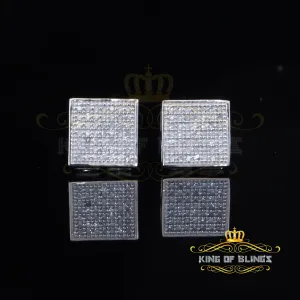 King Of Bling's 925 Sterling Silver Diamond White 0.25ct Princess Shape Stud Earring For Womens