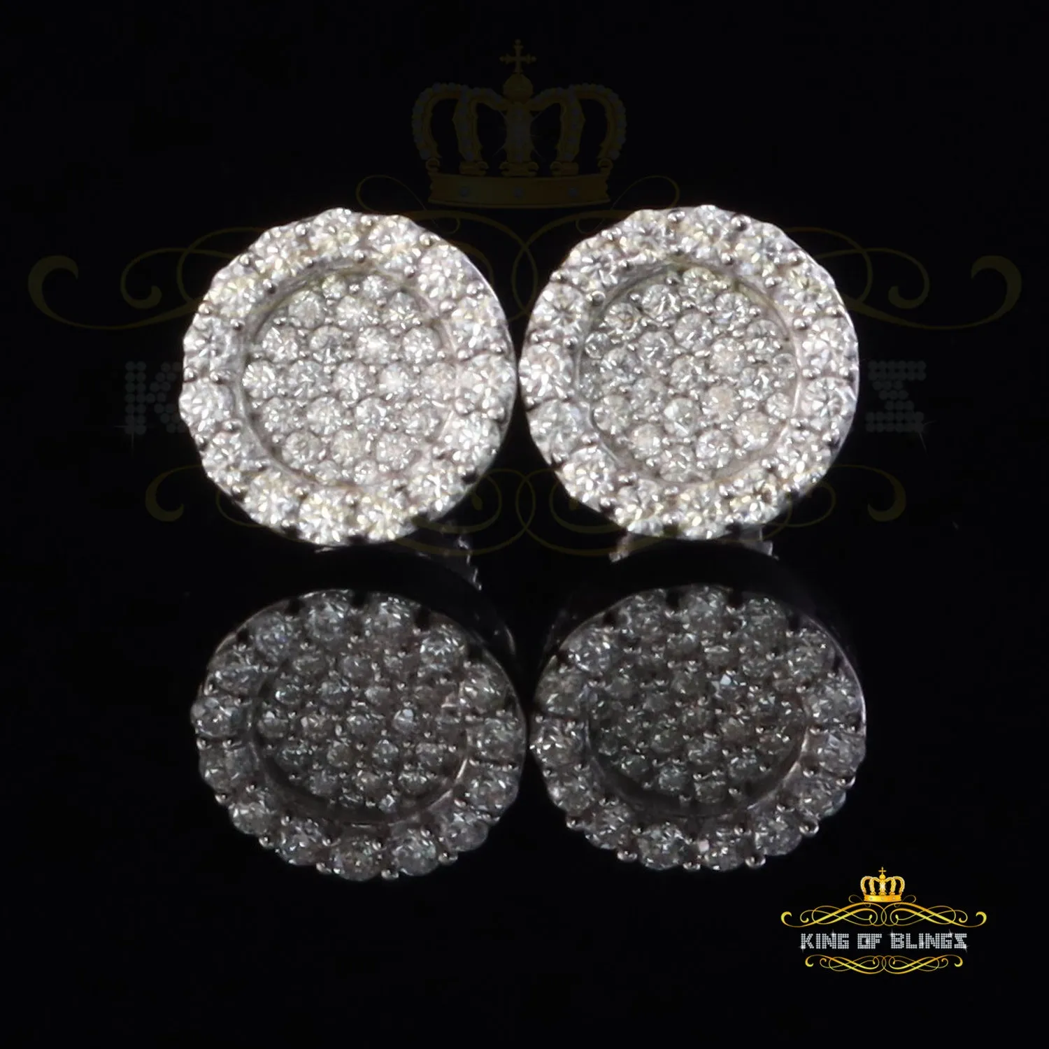 King of Bling's 925 White Silver 0.66ct VVS 'D' Moissanite Round Stud Earring Men's/Womens