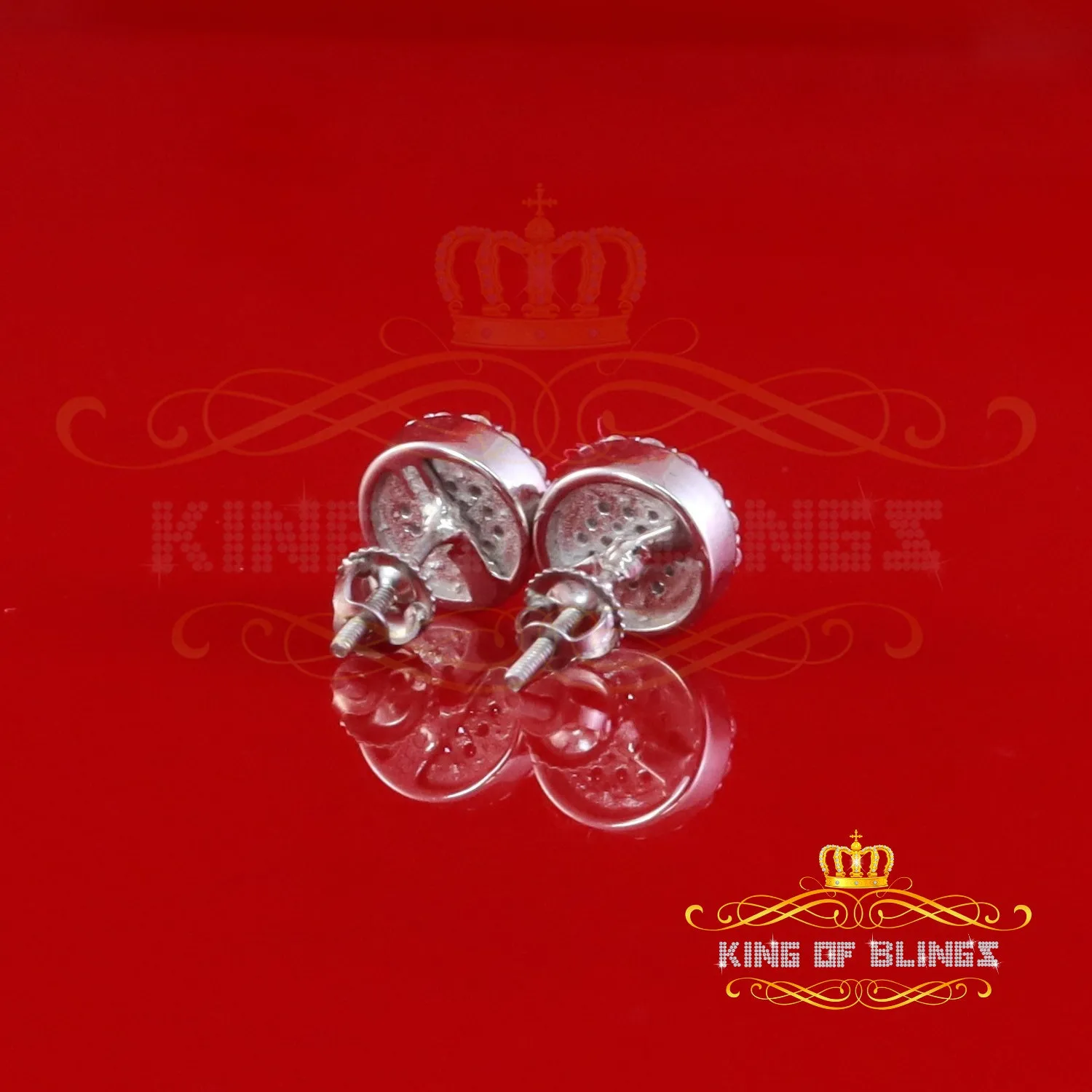 King of Bling's 925 White Silver 0.66ct VVS 'D' Moissanite Round Stud Earring Men's/Womens
