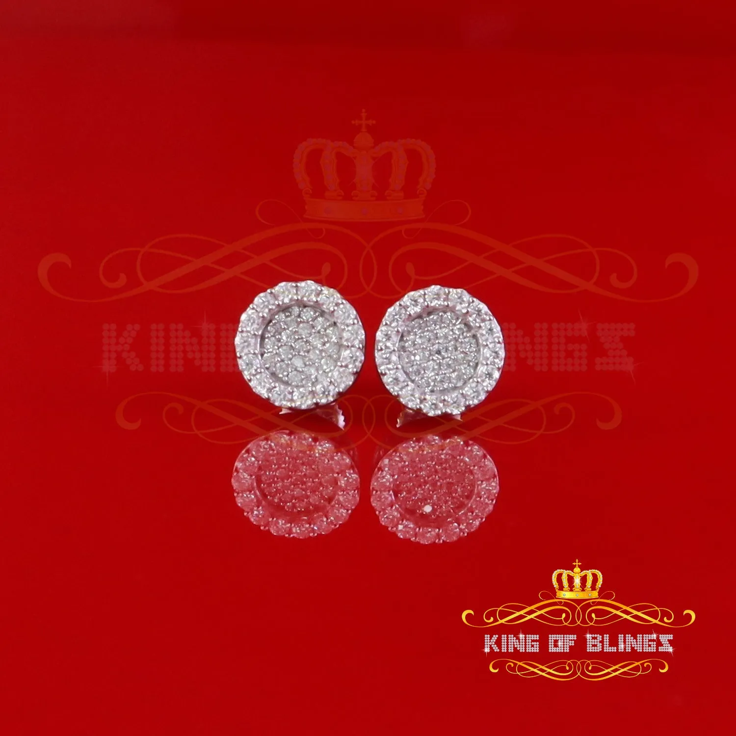 King of Bling's 925 White Silver 0.66ct VVS 'D' Moissanite Round Stud Earring Men's/Womens