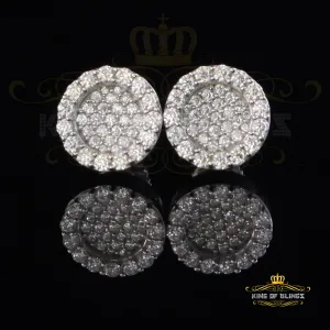 King of Bling's 925 White Silver 0.66ct VVS 'D' Moissanite Round Stud Earring Men's/Womens