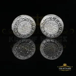 King of Blings- 925 White Sterling Silver 0.78ct Cubic Zirconia Hip Hop Round Earring for Women