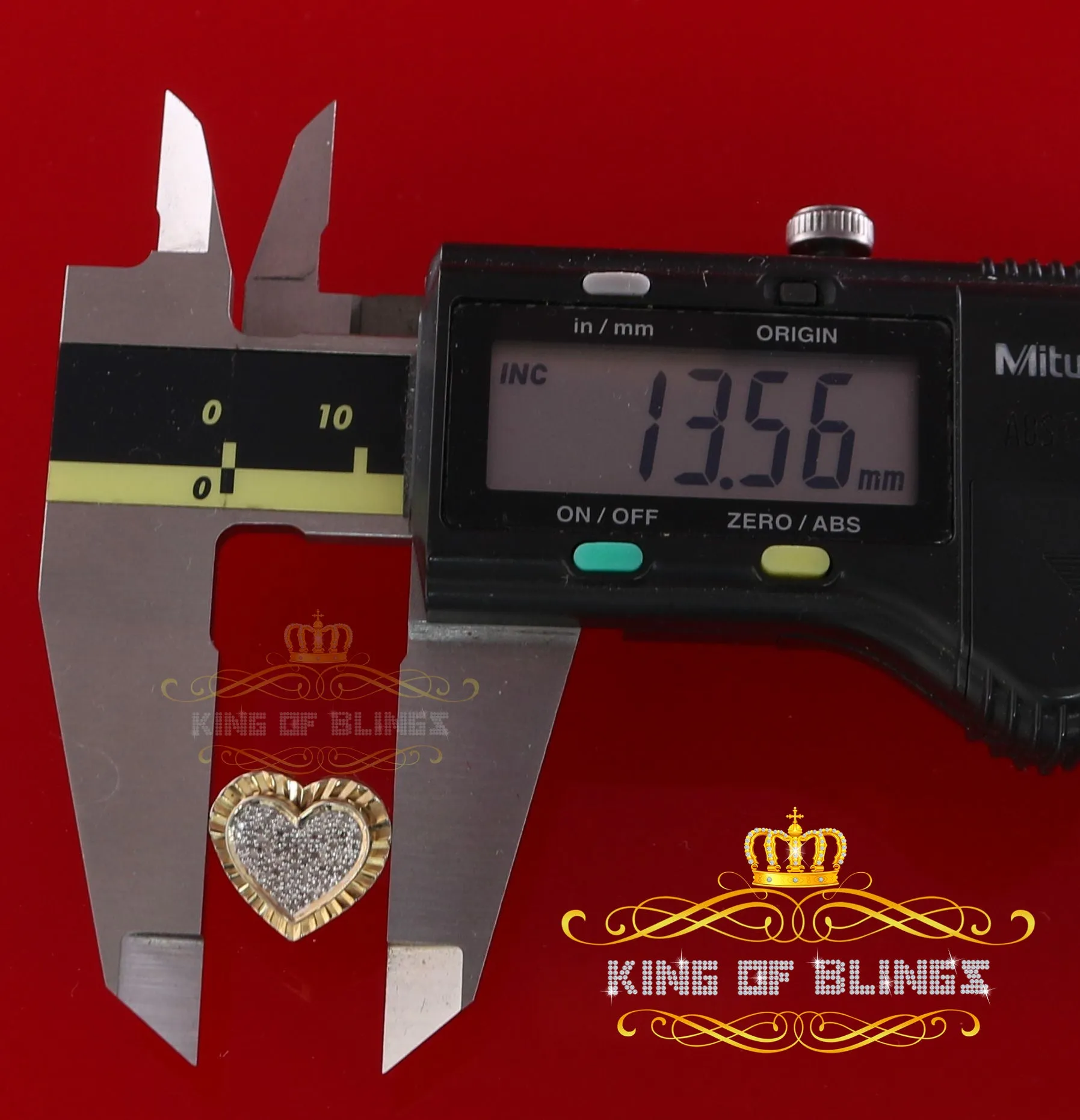 King of Blings-925 Yellow Silver 0.50ct Genuine Diamond Women's /Men's Heart Style Earrings