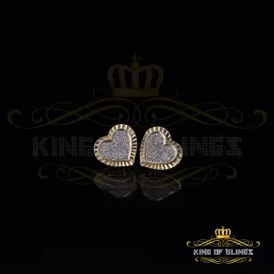 King of Blings-925 Yellow Silver 0.50ct Genuine Diamond Women's /Men's Heart Style Earrings