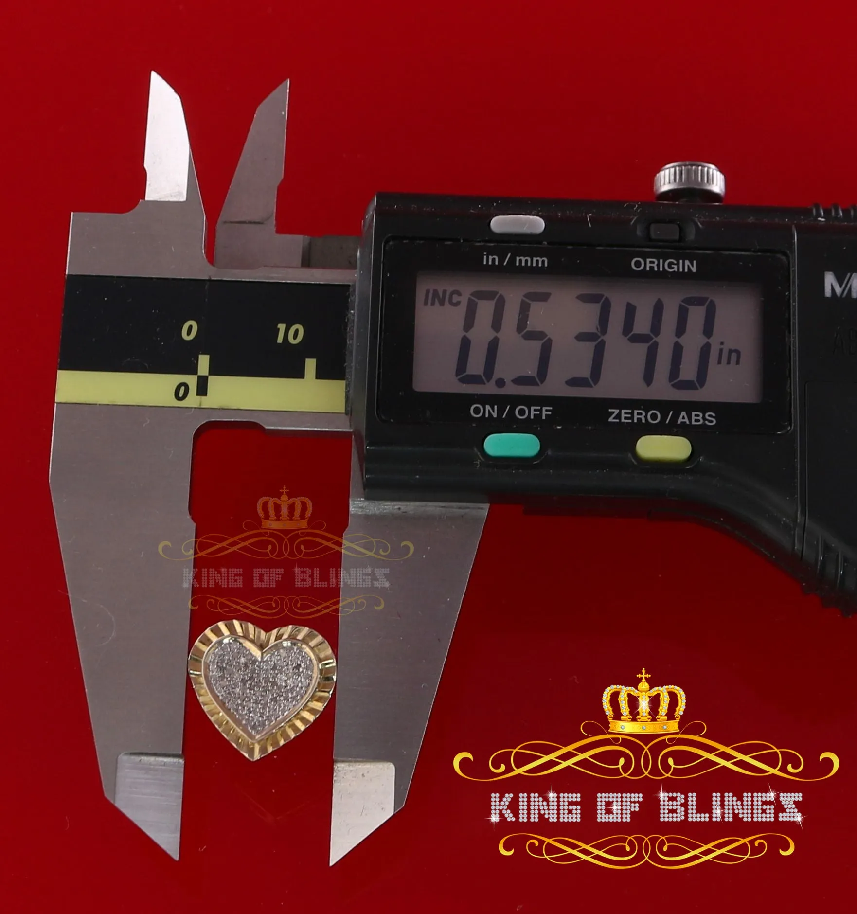 King of Blings-925 Yellow Silver 0.50ct Genuine Diamond Women's /Men's Heart Style Earrings