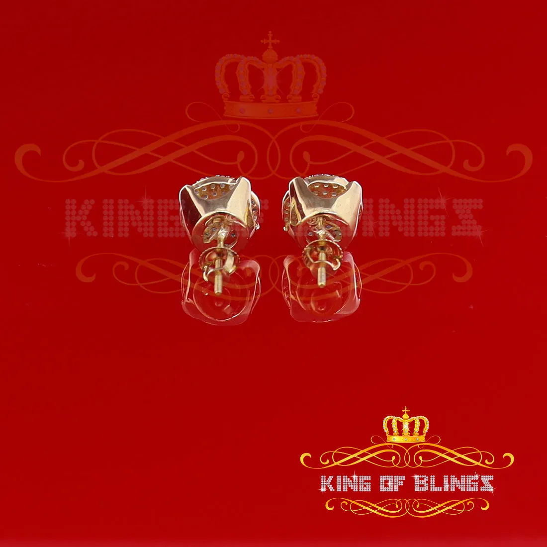 King of Bling's 925 Yellow Sterling Silver 0.90ct Cubic Zirconia Hip Hop Round Women's Earrings