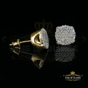 King of Bling's 925 Yellow Sterling Silver 0.90ct Cubic Zirconia Hip Hop Round Women's Earrings