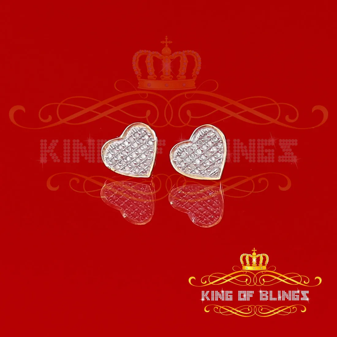 King of Blings-Aretes Para Hombre Heart 925 Yellow Silver 0.25ct Diamond Men & Women Earrings