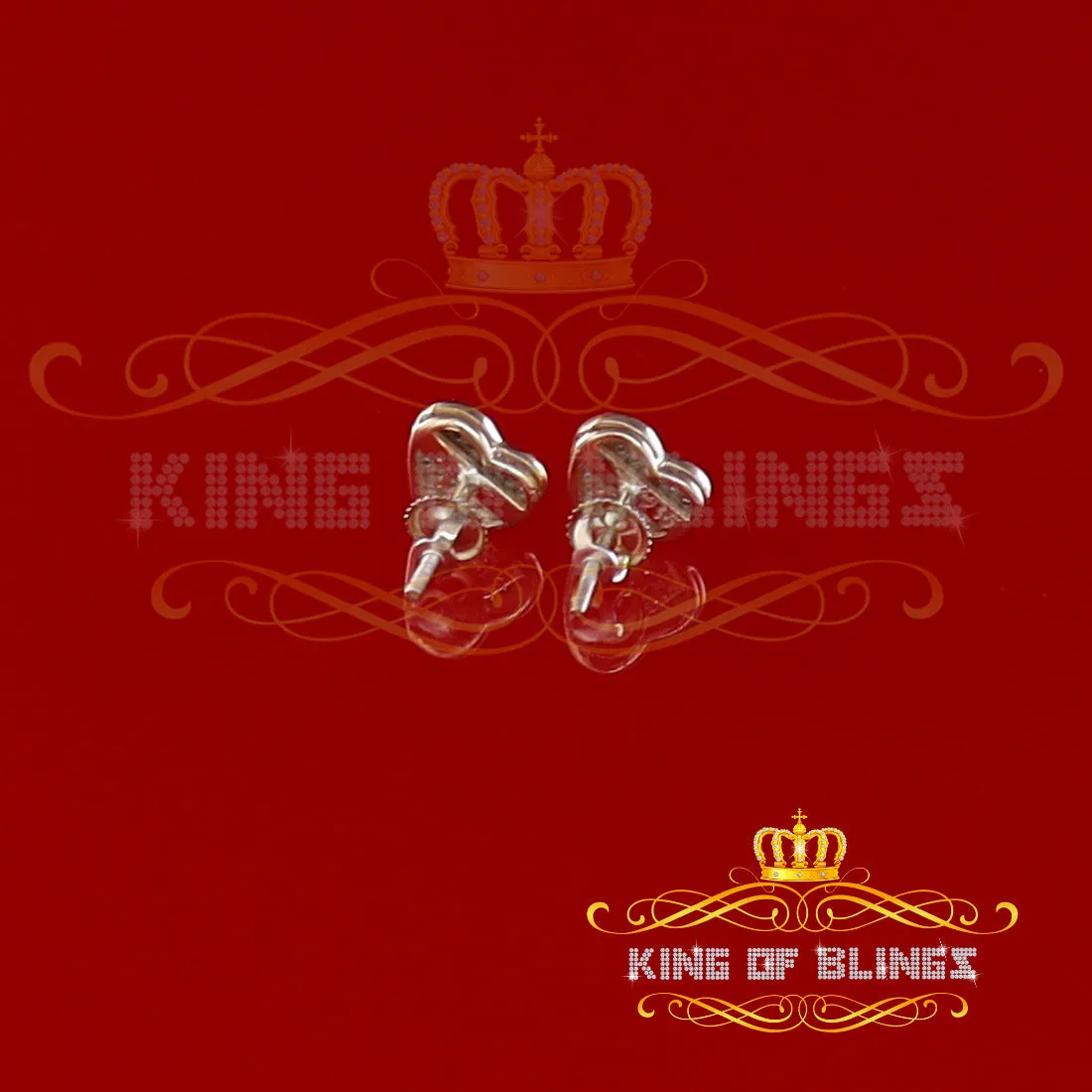 King of Blings-Aretes Para Hombre Heart 925 Yellow Silver 0.25ct Diamond Men & Women Earrings
