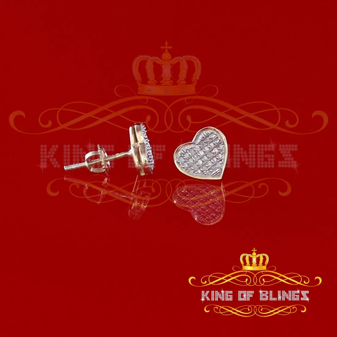 King of Blings-Aretes Para Hombre Heart 925 Yellow Silver 0.25ct Diamond Men & Women Earrings