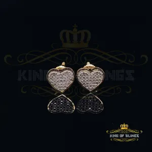 King of Blings-Aretes Para Hombre Heart 925 Yellow Silver 0.25ct Diamond Men & Women Earrings