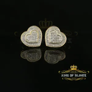 King of Blings-Aretes Para Hombre Heart 925 Yellow Silver 0.30ct Diamond Women's /Men's Earring