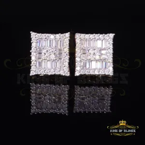 King  of Bling's Men's/Women's 925 Silver Yellow 1.00ct VVS 'D' Moissanite Baguette Stud Earrings