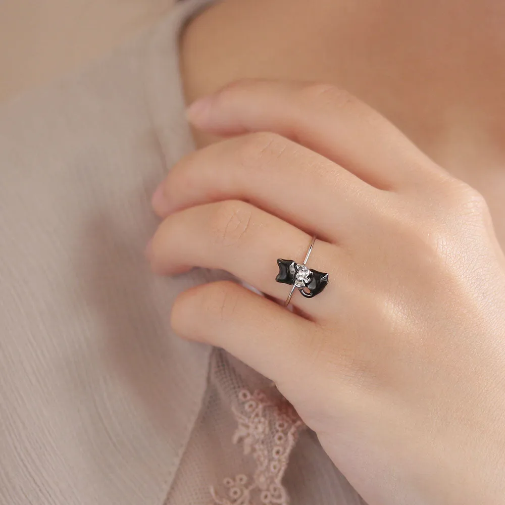 Kitten with Bowtie Ring