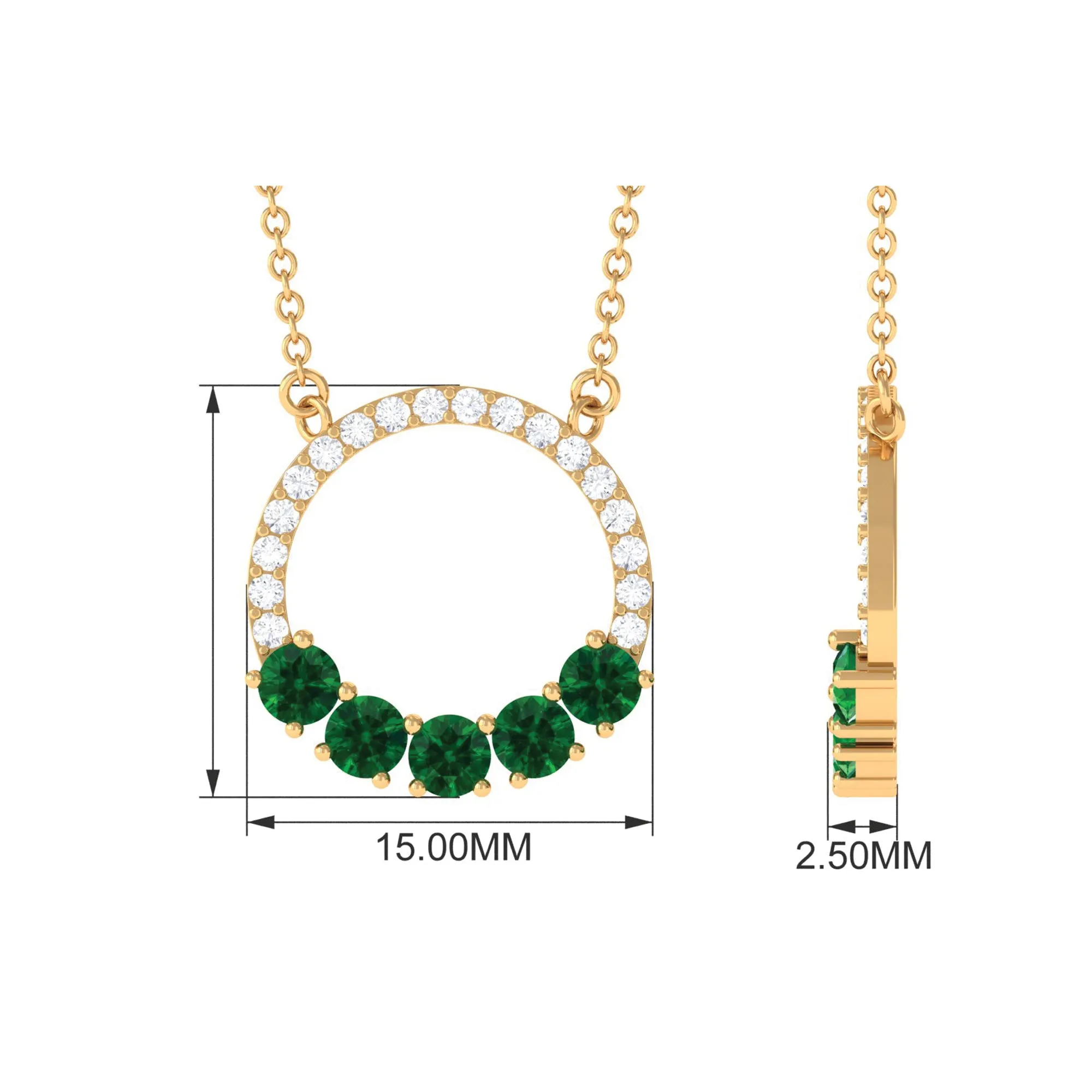 Lab Created Emerald Circle Necklace With Diamond Accent