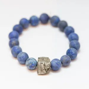 Lapis Lazuli Bracelet | Matte   Pyrite Center Stone