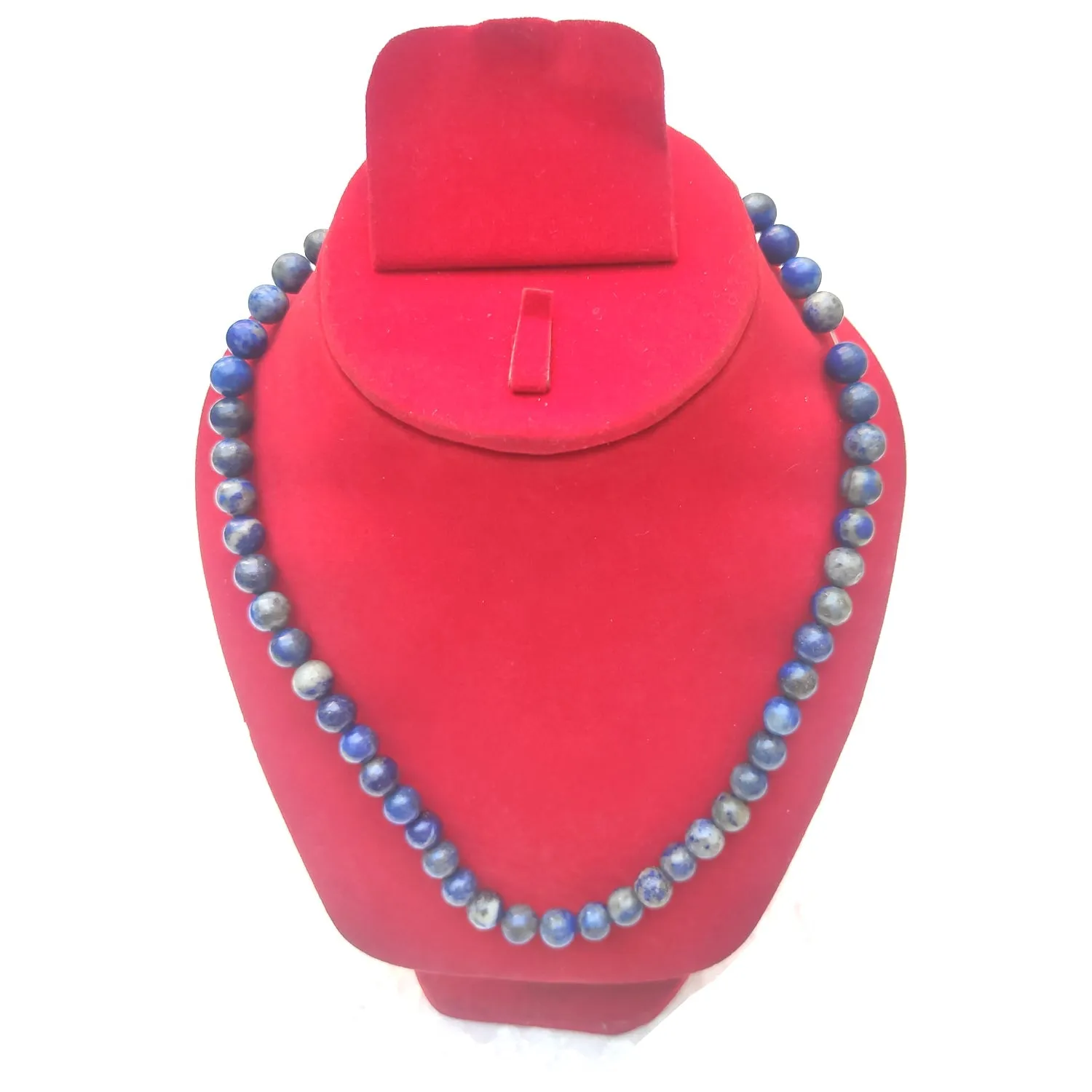 Lapis Lazuli Crystal Round Beads Necklace - 15 Inches, 6mm Beads (Semi-Precious Mala)