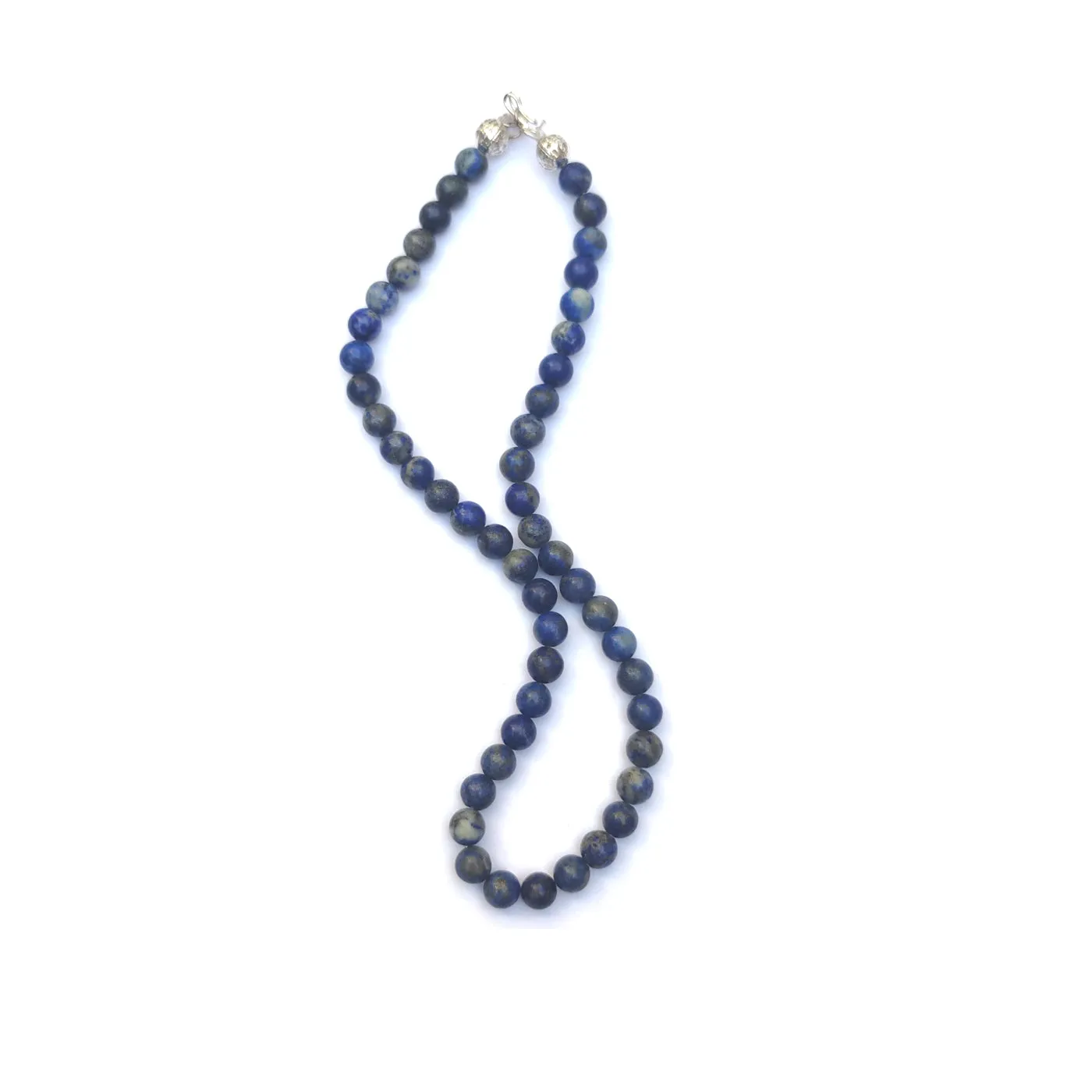 Lapis Lazuli Crystal Round Beads Necklace - 15 Inches, 6mm Beads (Semi-Precious Mala)